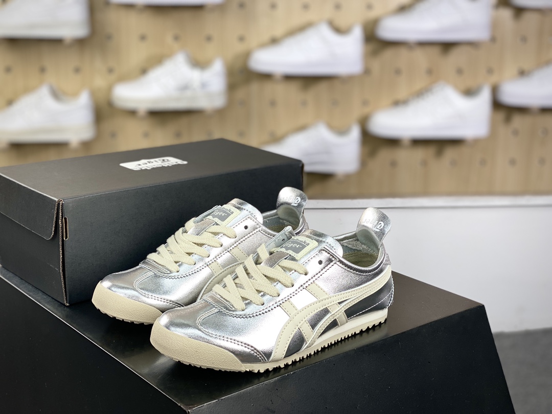 140 鬼塚虎/Onitsuka Tiger Mexico 66经典墨西哥慢跑鞋“皮革锡箔银白”THL7C2-9399