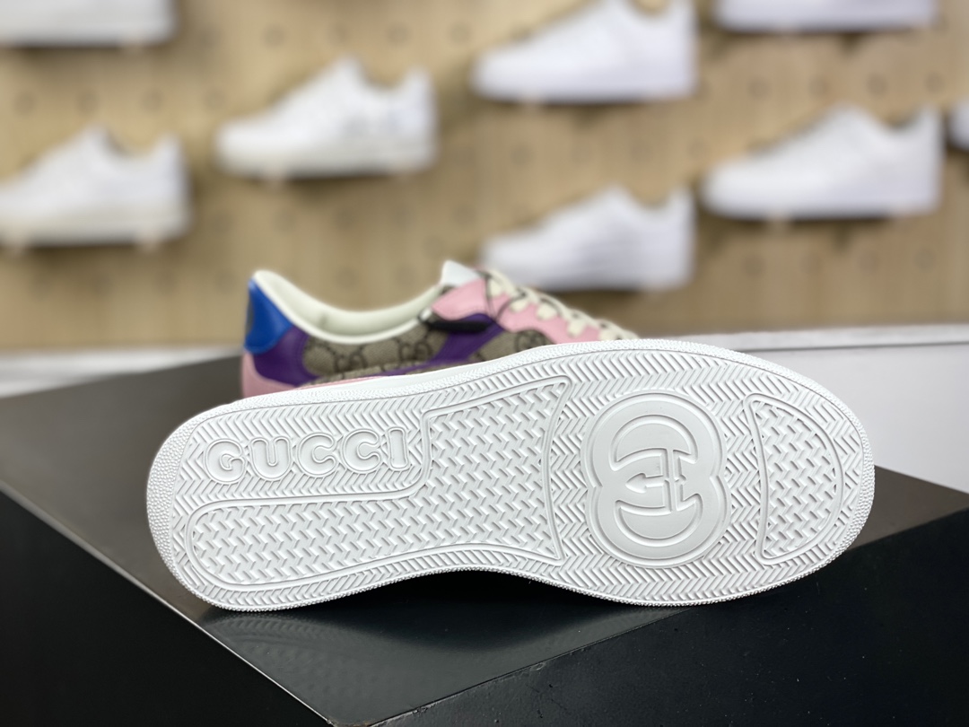 380 古驰/GUCCI Embossed Platform With Chunky Sneaker 厚底系列低帮板鞋“皮革棕乌木灰GG印花”669582 UPGB0 4273