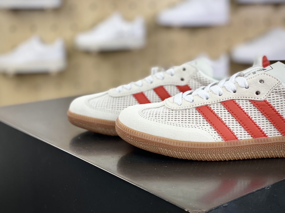 200 阿迪达斯/三叶草Adidas Originals Samba OG桑巴舞板鞋“编织浅灰桔红生胶底”IG1380