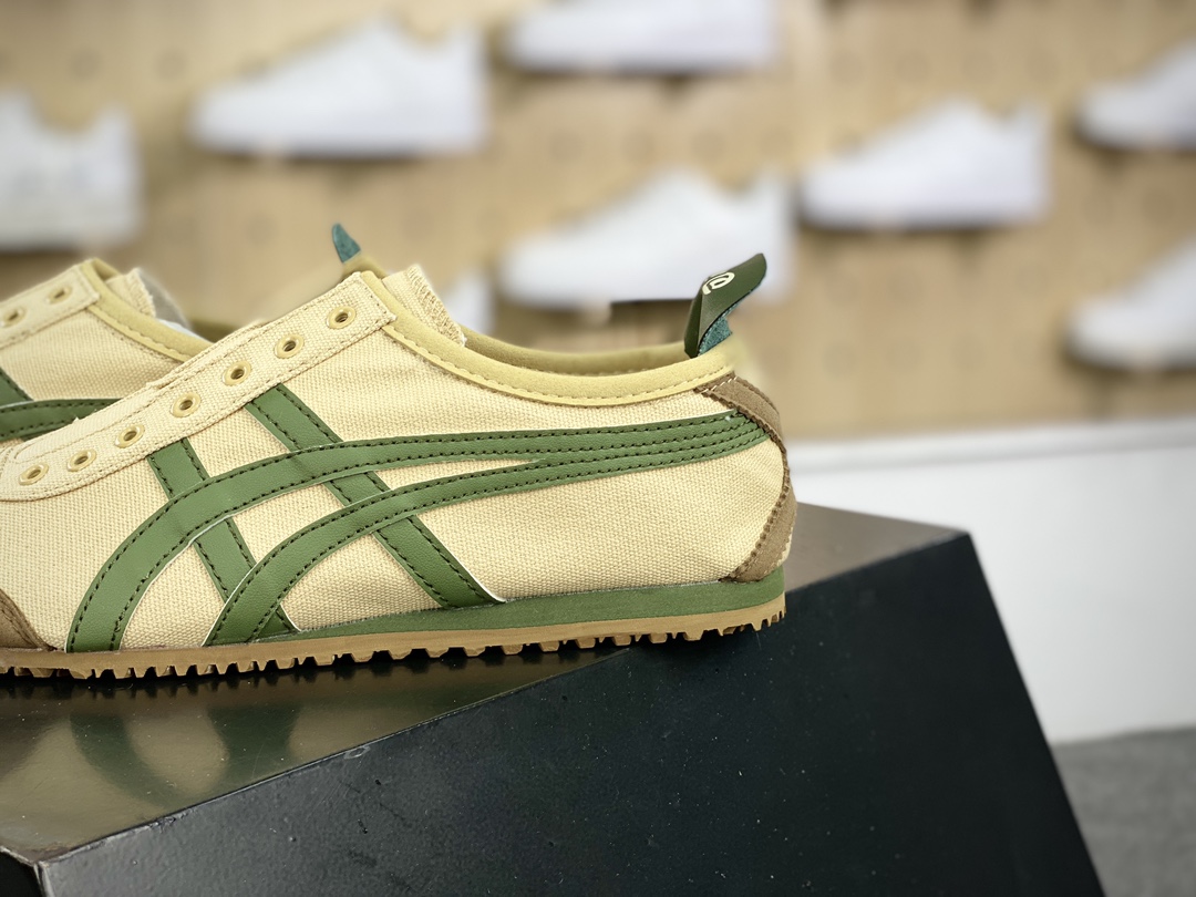 140 鬼塚虎/Onitsuka Tiger Mexico 66经典墨西哥系列低帮慢跑鞋“布面奶黄棕绿无鞋带”DL408-1785