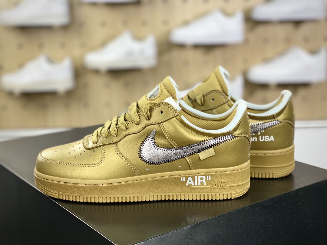 320 Off-White x Nike Air Force 1'07 Low”Red AF100”空军一号板鞋“OW金黄银钩”A04297-800