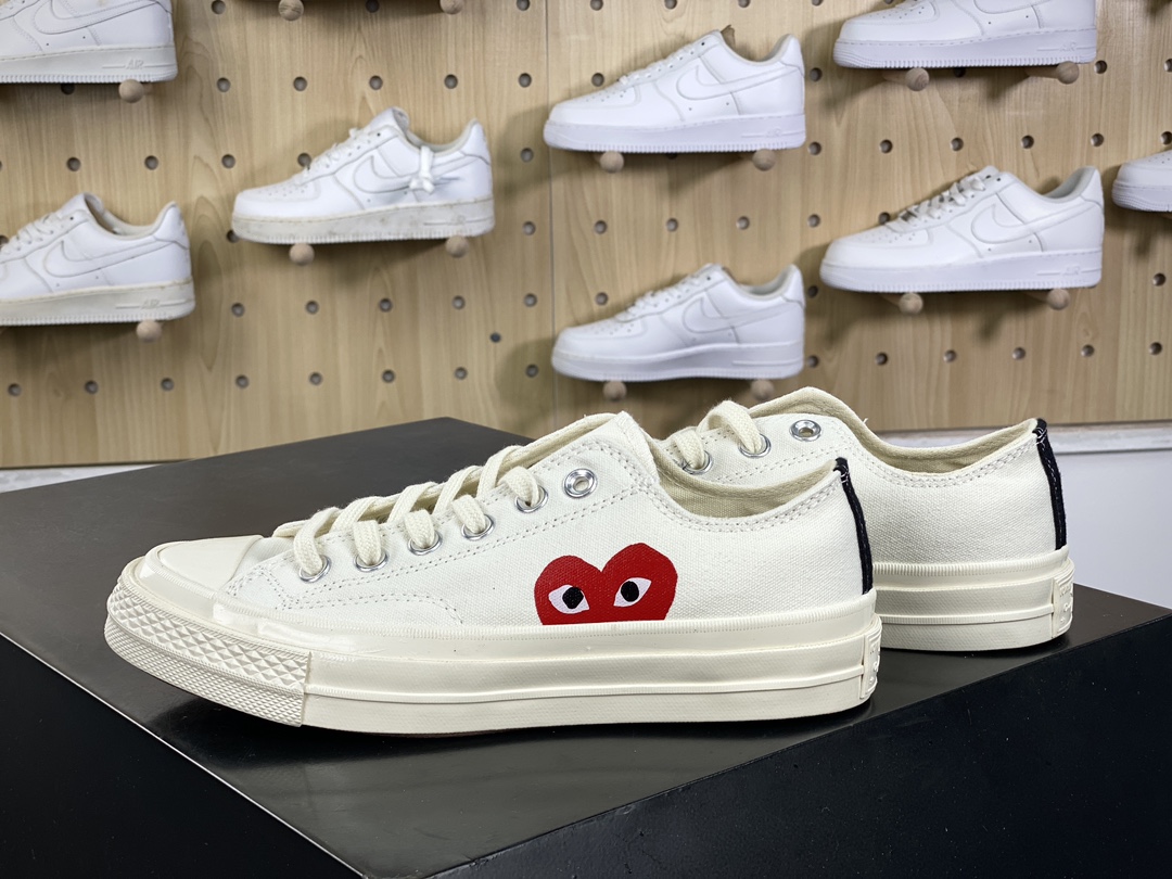 120 Converse Chuck Taylor All Star 1970s OX”CDG”复古板鞋“帆布米黑红大桃心”150207C