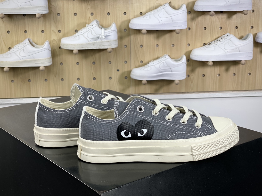 120  Converse Chuck Taylor All Star 1970s High”CDG”复古三星标低帮板鞋“帆布米灰大桃心”