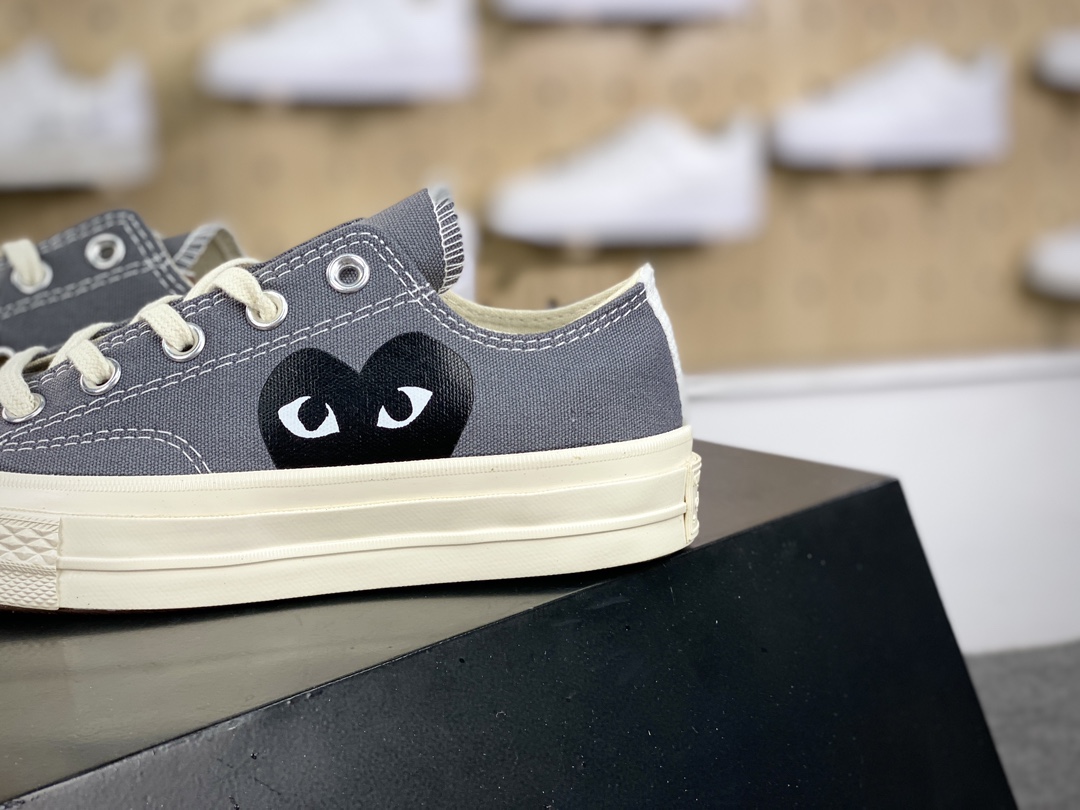 120  Converse Chuck Taylor All Star 1970s High”CDG”复古三星标低帮板鞋“帆布米灰大桃心”