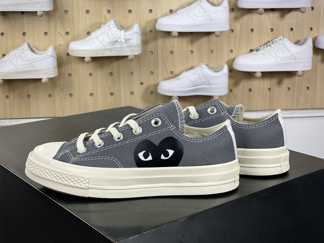 120  Converse Chuck Taylor All Star 1970s High”CDG”复古三星标低帮板鞋“帆布米灰大桃心”