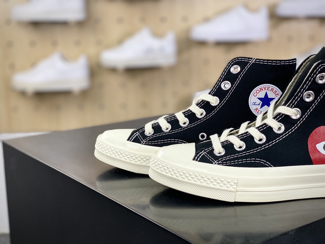 120 Converse Chuck Taylor All Star 1970s High”CDG”复古板鞋“帆布黑红大桃心”150204C