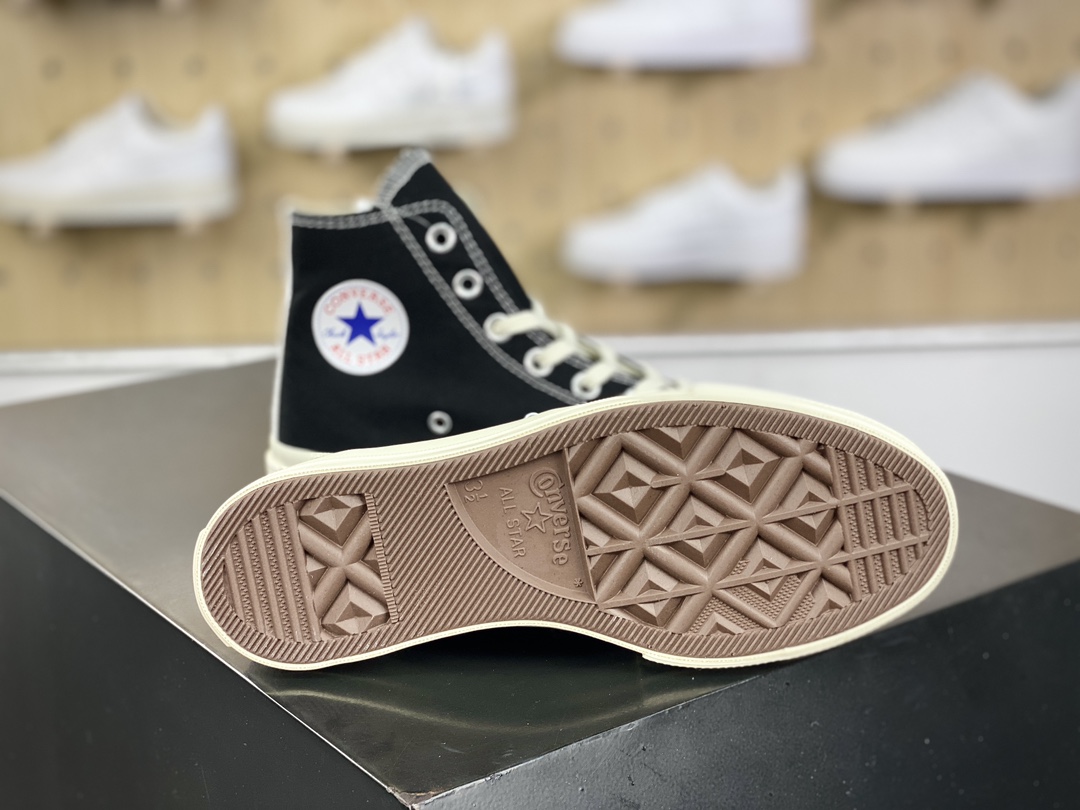 120 Converse Chuck Taylor All Star 1970s High”CDG”复古板鞋“帆布黑红大桃心”150204C