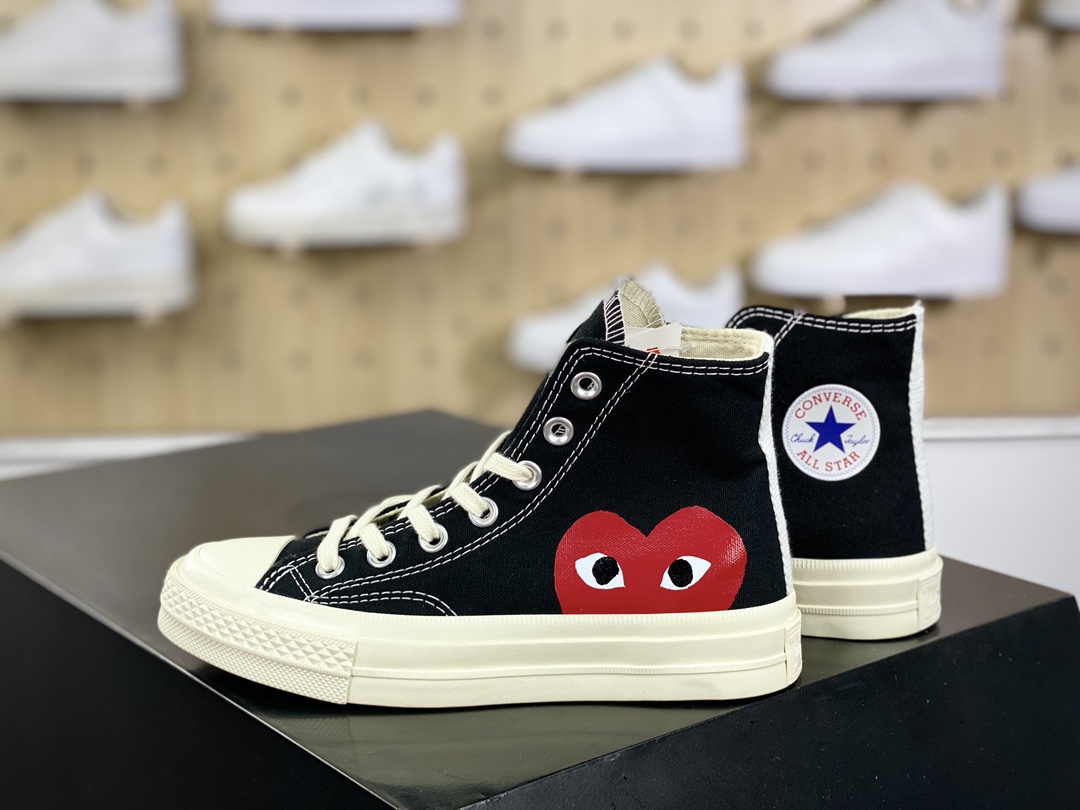 120 Converse Chuck Taylor All Star 1970s High”CDG”复古板鞋“帆布黑红大桃心”150204C