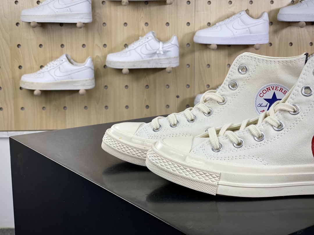 120 Converse Chuck Taylor All Star 1970s High”CDG”复古板鞋“帆布米黑红大桃心”150205C