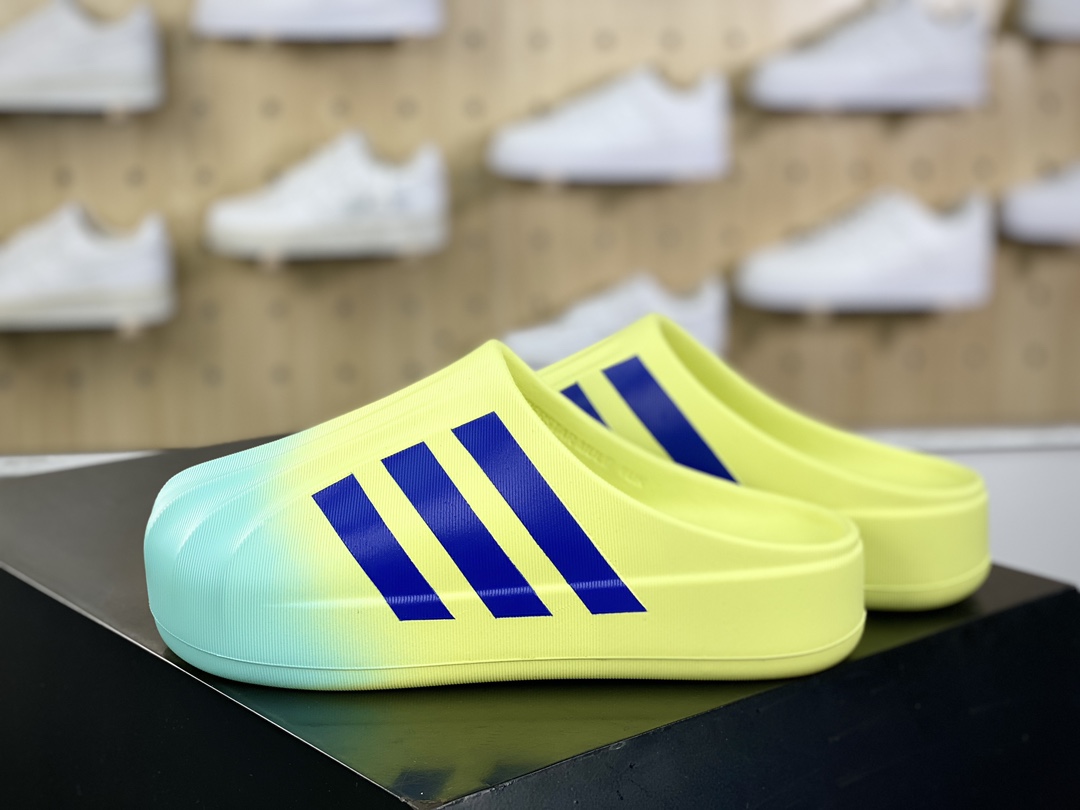 170 阿迪达斯Adidas adiFOM Superstar Mule"Fluorescein/Blue"贝壳头拖鞋“荧光黄蓝喷色”JP5685