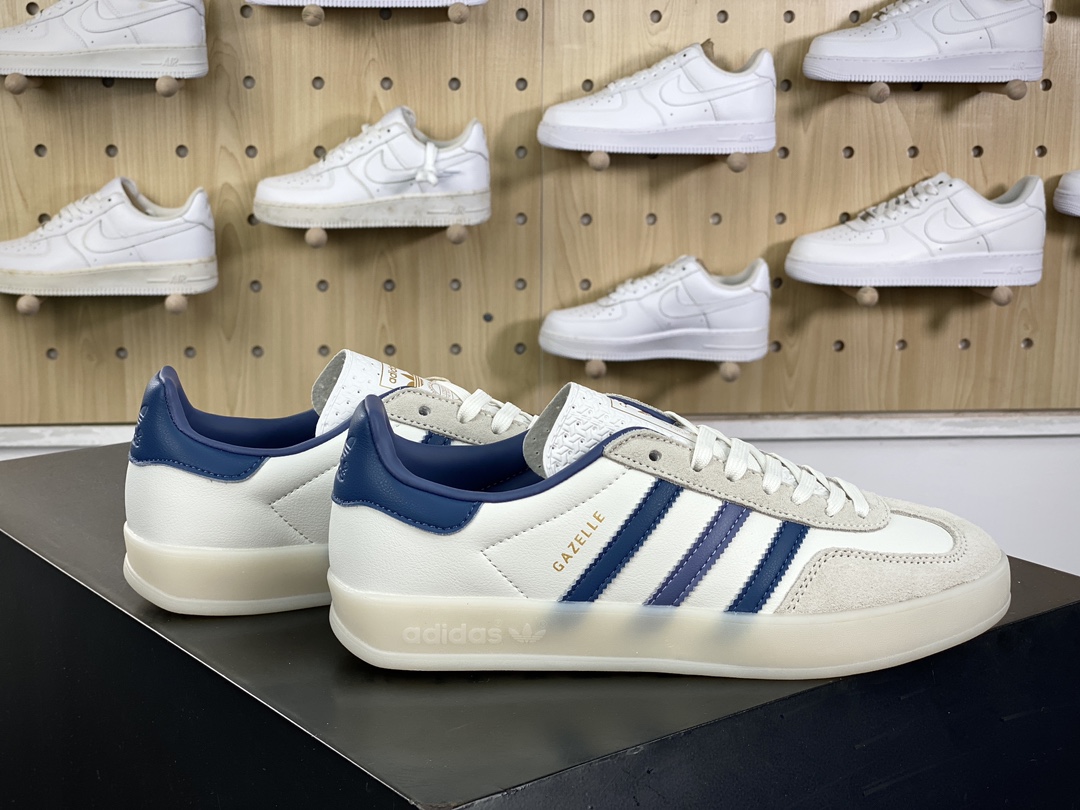 140 阿迪达斯Adidas Gazelle Indoor Trainers 羚羊内训系列低帮板鞋“米白冰晶雾灰紫”IG1643