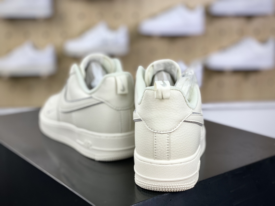 240 耐克Nike Air Force 1'07 Low"Beige/Sliver/Mini Swoosh"空军一号板鞋“米白银叠钩小钩满天星”MJ0319-023