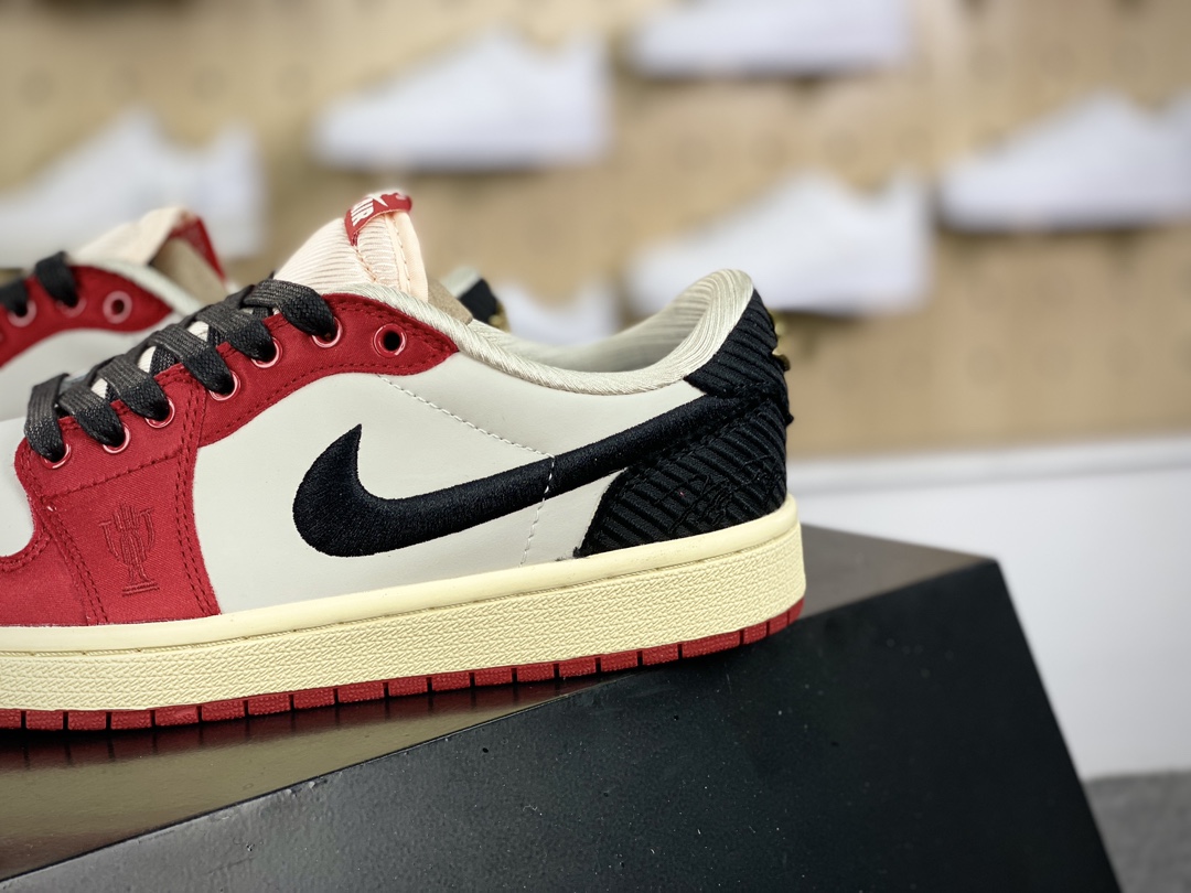 200 Trophy Room x Nike Air Jordan 1 Retro Low OG SP"Away"AJ1乔丹一代篮球鞋“联名丝绸白黑红芝加哥”FN0432-100