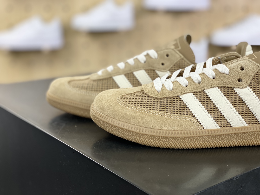 140 Adidas Originals Samba OG桑巴舞系列绅士板鞋“摩卡松饼黄白生胶底”IG1379