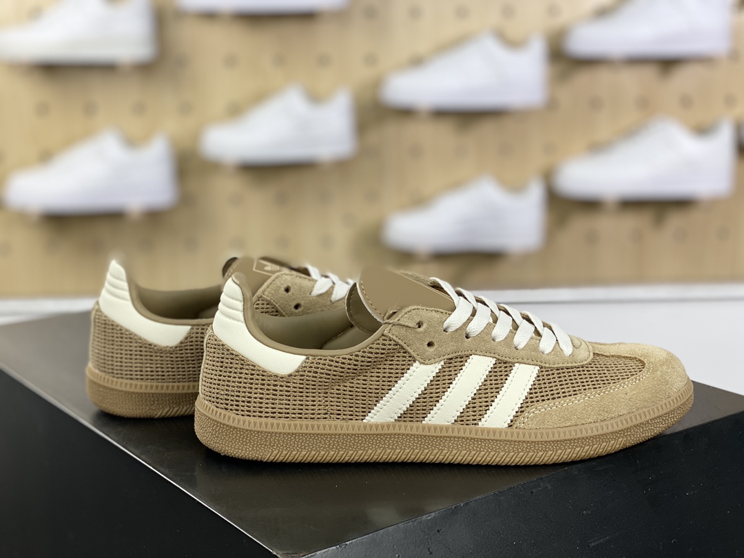 140 Adidas Originals Samba OG桑巴舞系列绅士板鞋“摩卡松饼黄白生胶底”IG1379