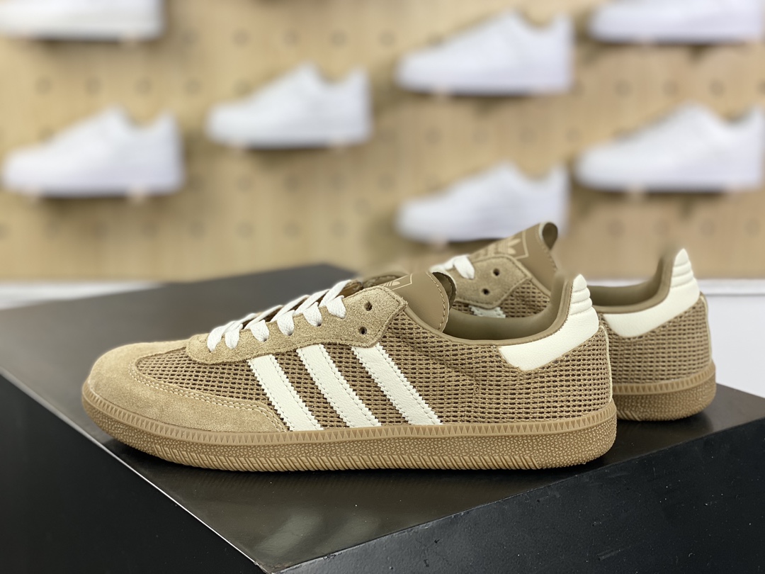 140 Adidas Originals Samba OG桑巴舞系列绅士板鞋“摩卡松饼黄白生胶底”IG1379