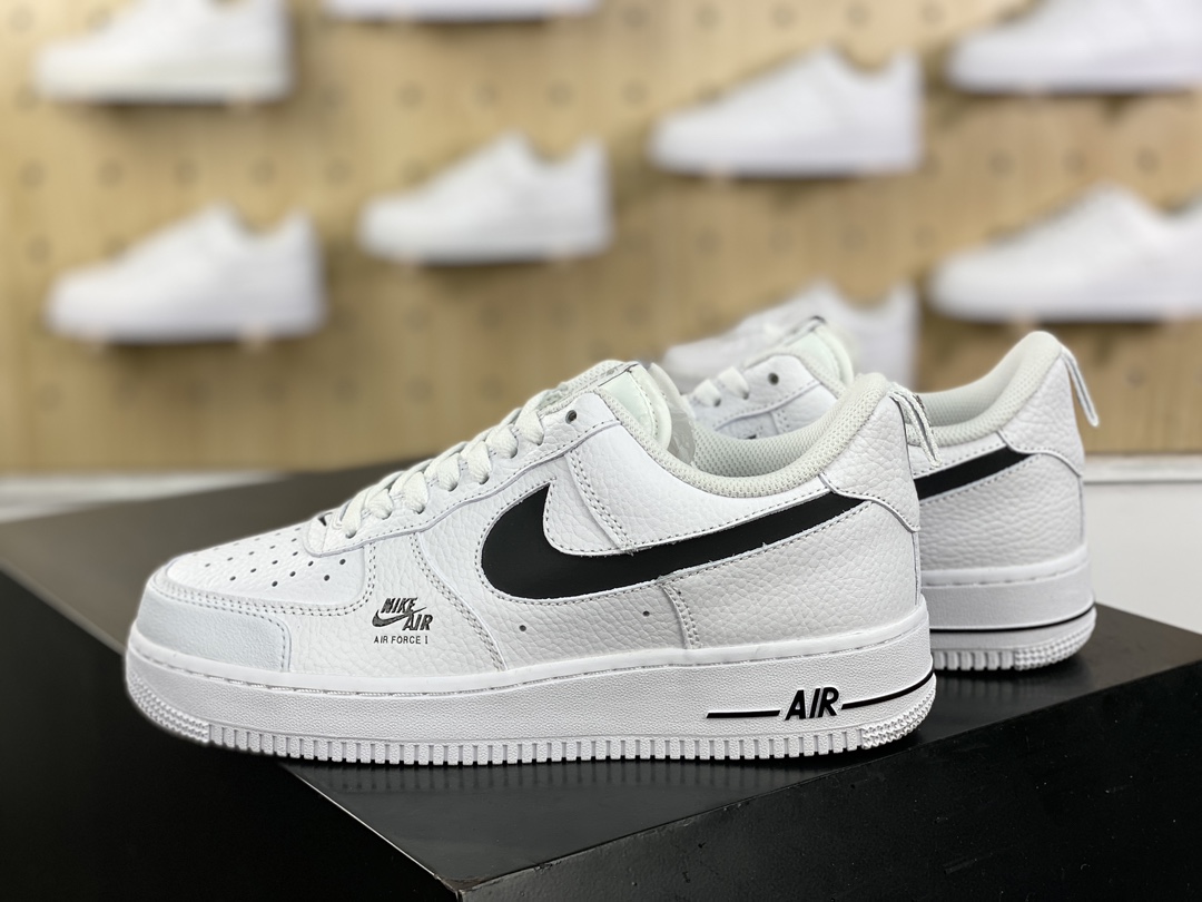 200 Nike Air Force 1 ′07 Low Premium"Cut Out/White/black"空军一号板鞋“皮革皮革白3M黑镂空钩子”CV3039-105