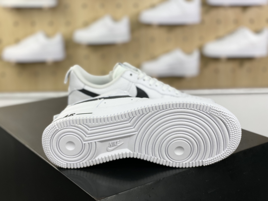 200 Nike Air Force 1 ′07 Low Premium"Cut Out/White/black"空军一号板鞋“皮革皮革白3M黑镂空钩子”CV3039-105