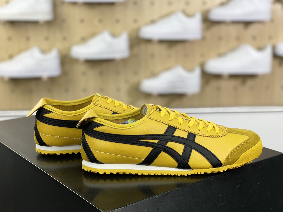 140 鬼塚虎/Onitsuka Tiger Mexico 66经典墨西哥系列低帮慢跑鞋“皮革李小龙黄黑”DL408-0490