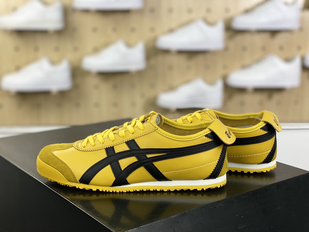 140 鬼塚虎/Onitsuka Tiger Mexico 66经典墨西哥系列低帮慢跑鞋“皮革李小龙黄黑”DL408-0490