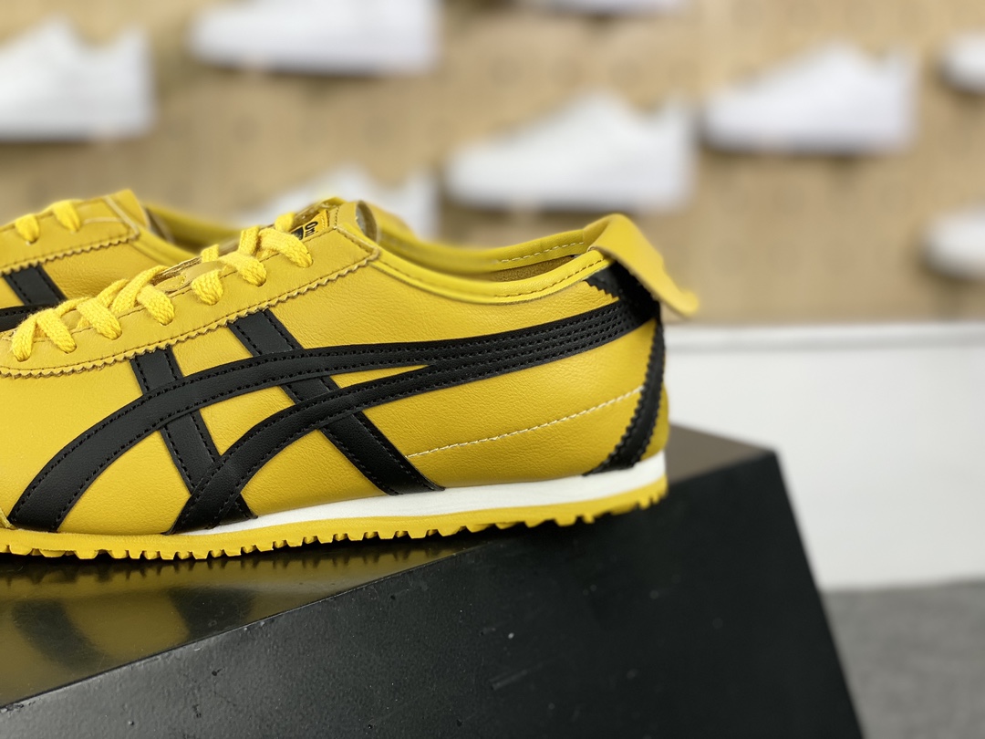 140 鬼塚虎/Onitsuka Tiger Mexico 66经典墨西哥系列低帮慢跑鞋“皮革李小龙黄黑”DL408-0490