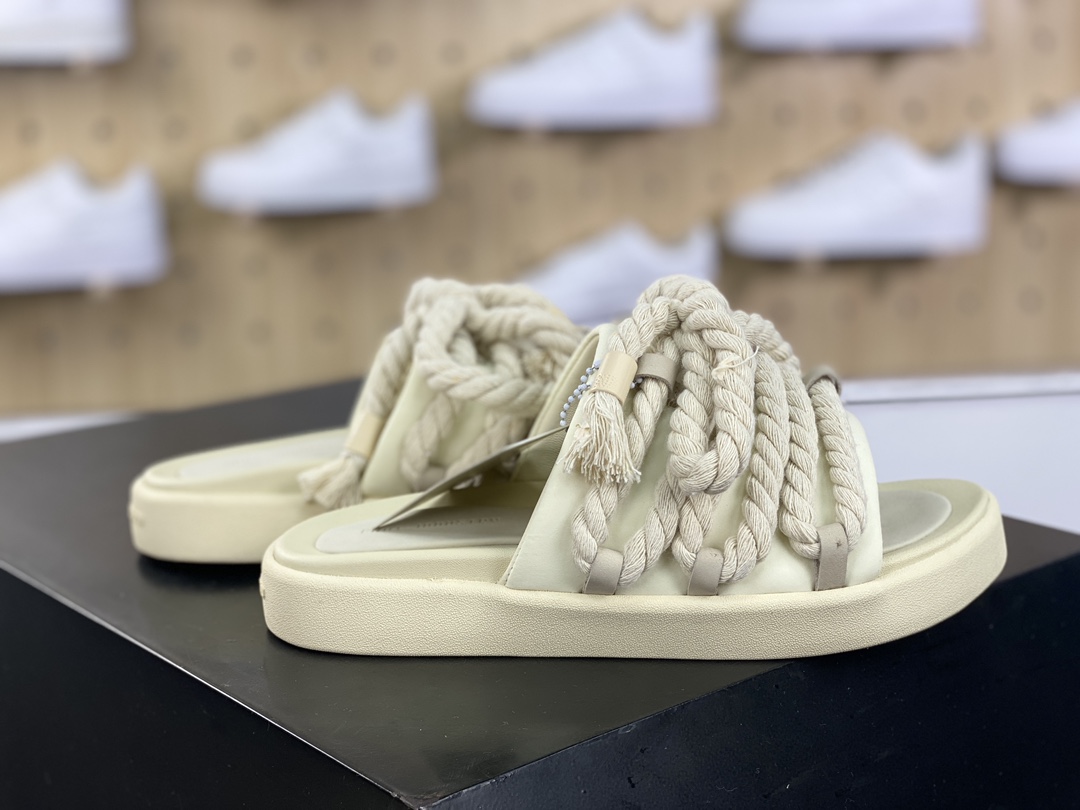 240  Slipper Sandals 系列低帮厚底情侣粗麻绳鞋带休闲运动拖鞋“米白麻绳粗鞋带”AUE002-001