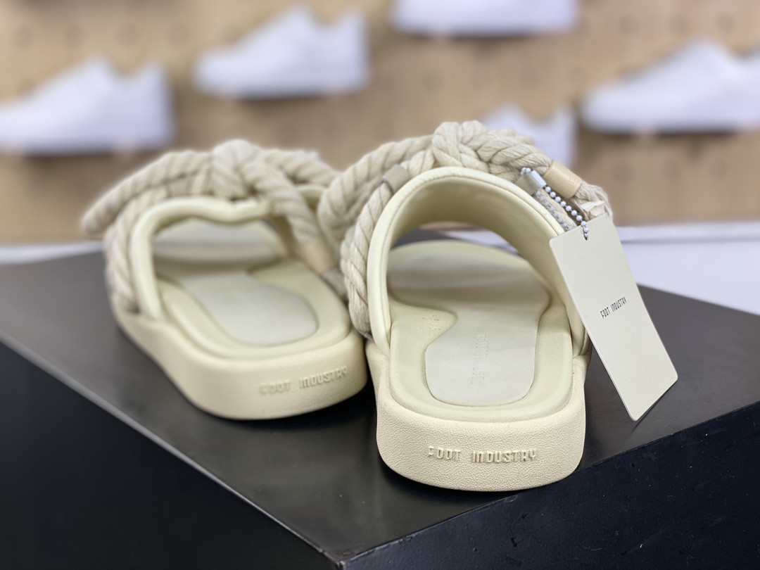 240  Slipper Sandals 系列低帮厚底情侣粗麻绳鞋带休闲运动拖鞋“米白麻绳粗鞋带”AUE002-001