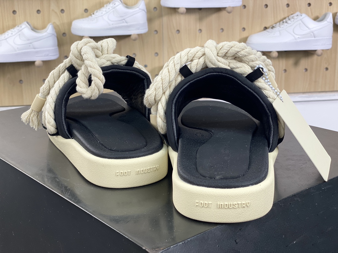 240 FOOT INDUSTRY Rope Slipper Sandals 系列低帮厚底拖鞋“黑米麻绳粗鞋带”AUE002-002