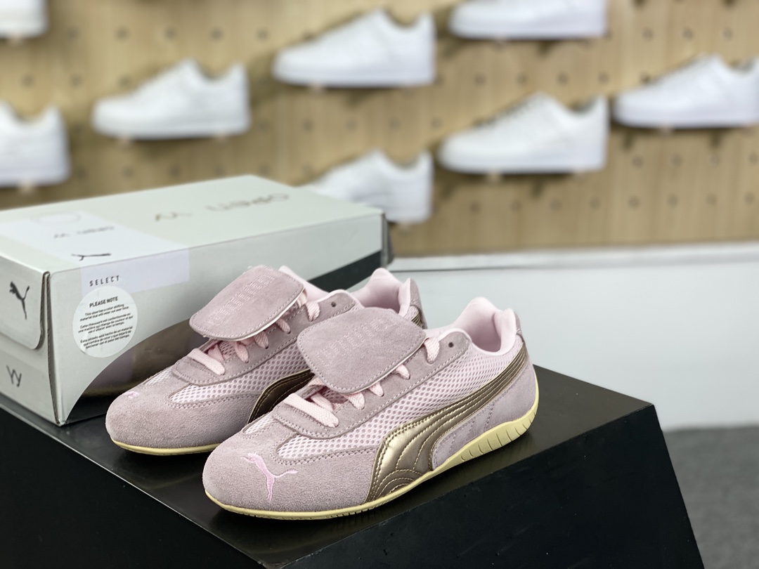 180  Puma Speedca ‘Whisper Of Pink/Chamomile”极速赛车鞋“翻毛浅粉玫瑰金”397397-03