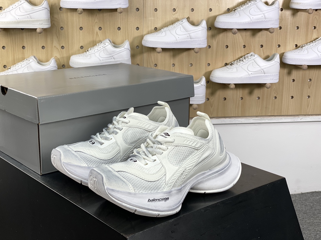 360 巴黎世家BALENCIAGA Circuit Sneakers 环道系列低帮慢跑鞋“网织武士白黑LOGO”793944 WFLGY 0120