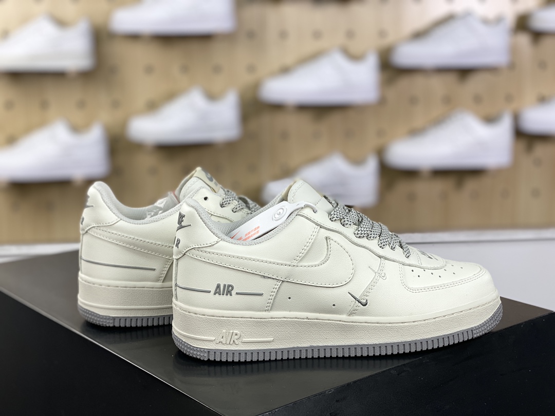 240 耐克Nike Air Force 1’07 Low"Double Air Beige/Grey"空军一号板鞋“皮革米白灰AIR印字”CJ1379-603