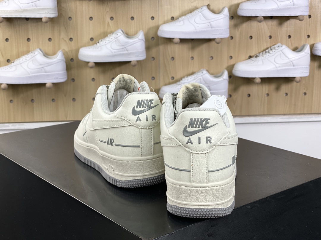 240 耐克Nike Air Force 1’07 Low"Double Air Beige/Grey"空军一号板鞋“皮革米白灰AIR印字”CJ1379-603