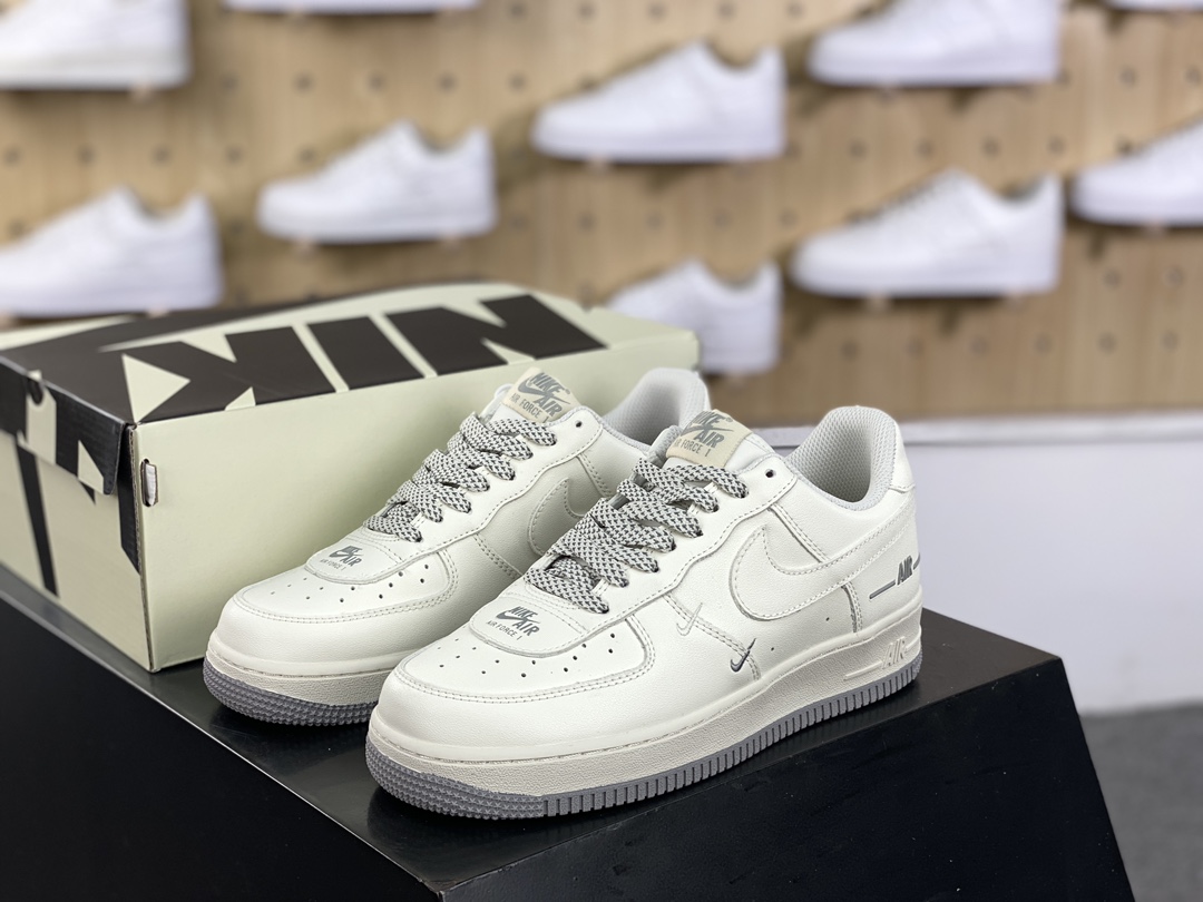 240 耐克Nike Air Force 1’07 Low”Double Air Beige/Grey”空军一号板鞋“皮革米白灰AIR印字”CJ1379-603