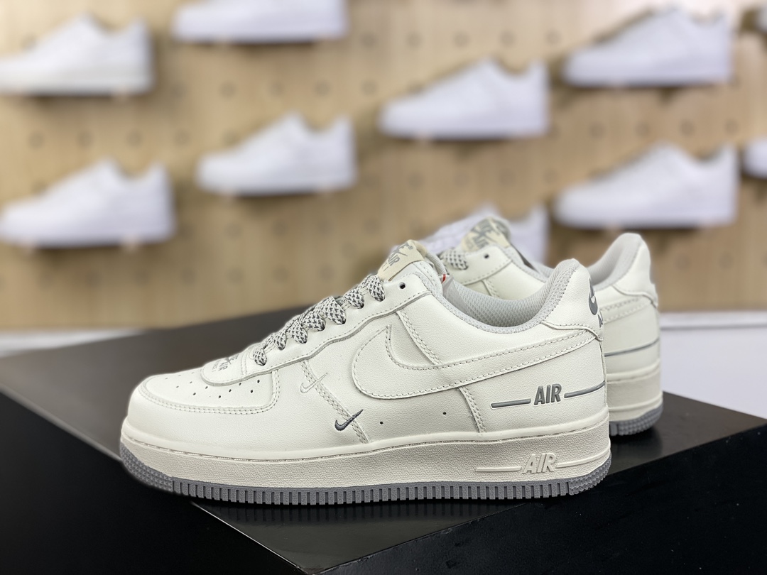 240 耐克Nike Air Force 1’07 Low"Double Air Beige/Grey"空军一号板鞋“皮革米白灰AIR印字”CJ1379-603