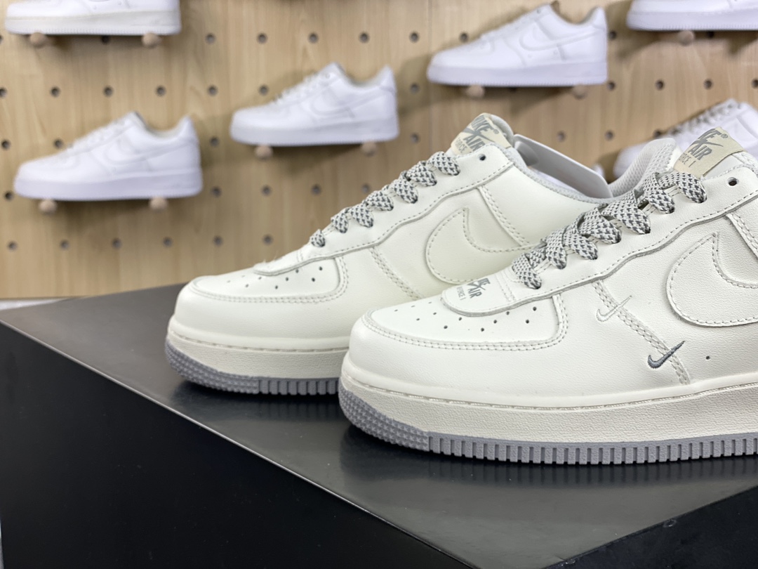 240 耐克Nike Air Force 1’07 Low"Double Air Beige/Grey"空军一号板鞋“皮革米白灰AIR印字”CJ1379-603