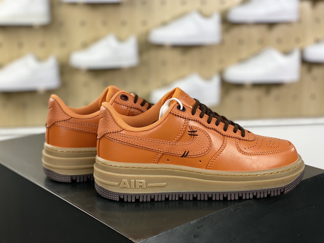 220 耐克Nike Air Force 1 Low Luxe"Burnt Sunrise"空军一号板鞋“皮革太阳橙雕花布洛克”DM2451-800