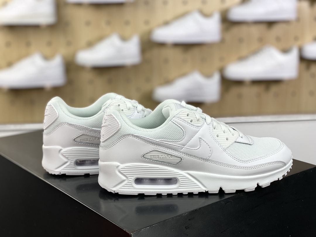 200 耐克Nike Air Max 90"All White Black"系列低帮复古慢跑鞋“全白武士”CN8490-100