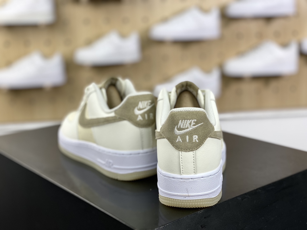 200 Nike Air Force 1 '07 Low"SKhaki Coconut Milk"空军一号板鞋“皮革椰奶白黄卡其钩子”FN5832-101