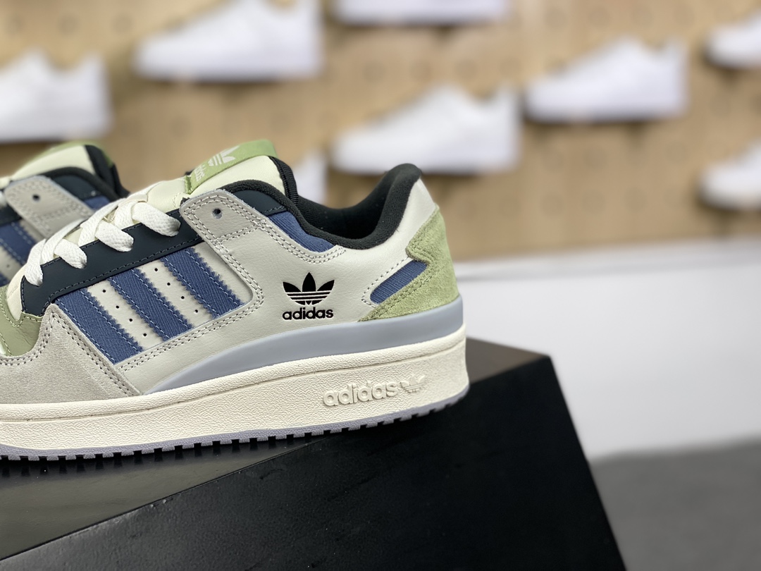 240 三叶草Adidas Originals Forum Low CL 罗马系列低帮板鞋“米白绿灰藏蓝”ID6263