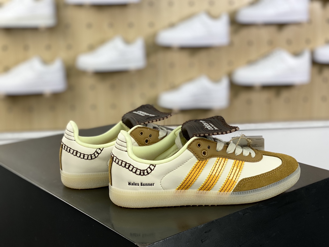 200 Wales Bonner x Adidas Originals Samba Classic"Light Yellow"桑巴舞板鞋“长鞋舌淡黄棕果冻底”IG5888