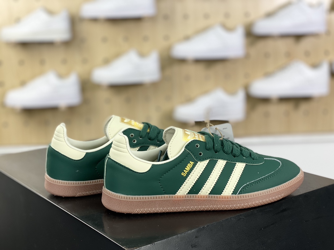 140 Adidas Originals Samba OG"Collegiate Green Gum"桑巴舞板鞋“皮革深绿米白生胶底”IE0872