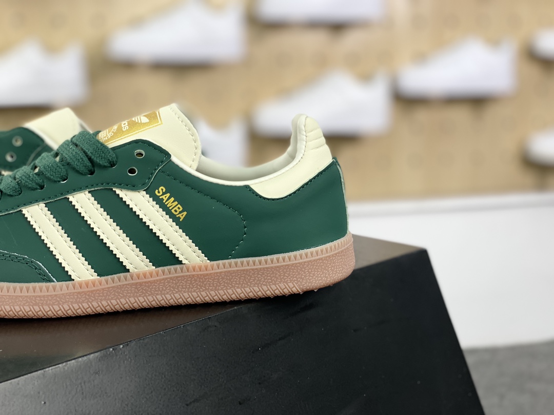 140 Adidas Originals Samba OG"Collegiate Green Gum"桑巴舞板鞋“皮革深绿米白生胶底”IE0872