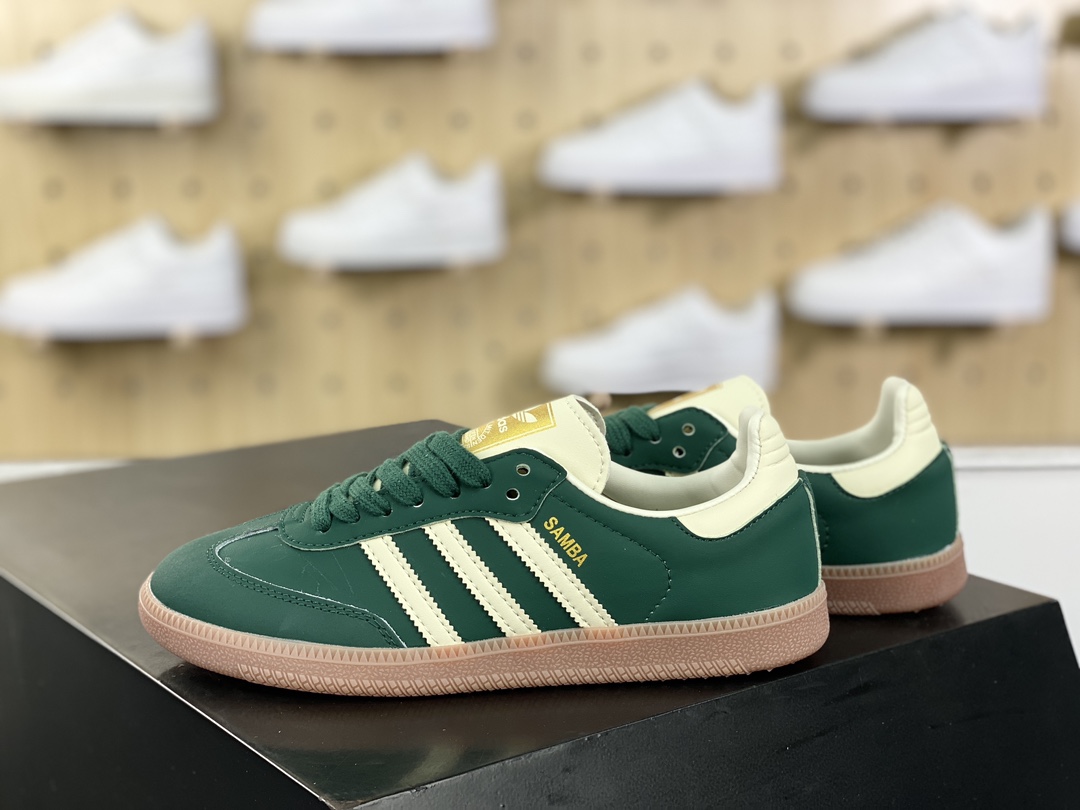 140 Adidas Originals Samba OG"Collegiate Green Gum"桑巴舞板鞋“皮革深绿米白生胶底”IE0872