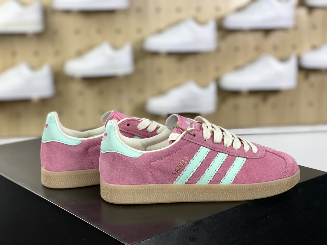 160 阿迪达斯Adidas Originals Gazelle 90 羚羊90复刻版系列板鞋“翻毛玫粉浅薄荷”IH5015