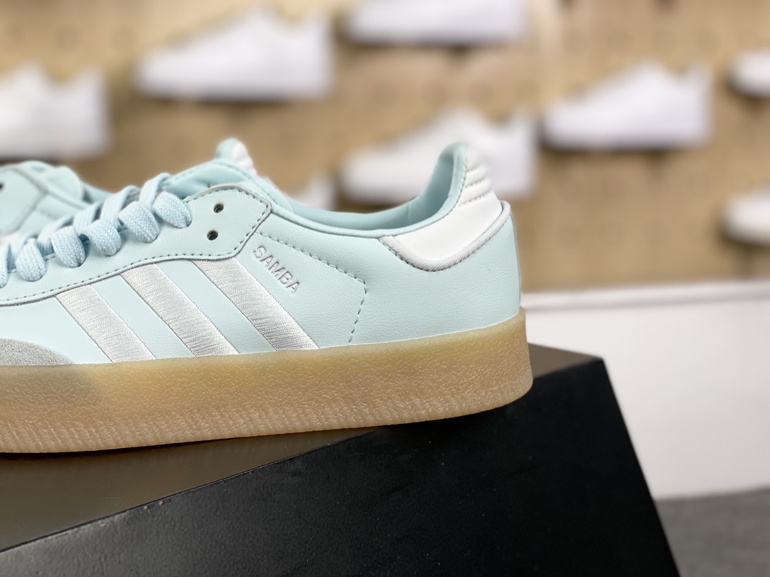 160 阿迪达斯Adidas Samba 2.0 XLG"Almost Blue Gum"桑巴舞板鞋“皮革薄荷蓝白生胶底”ID0435