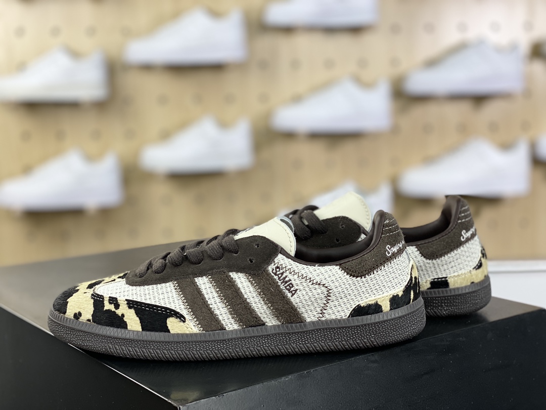 180 Notitle x Adidas Originals Samba OG"Cow"桑巴舞板鞋“联名米白黑棕奶牛”ID6024