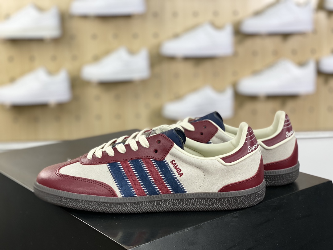 180 Notitle x Adidas Originals Samba OG"Maroon Red"桑巴舞板鞋“联名酒红米白海军蓝”ID6023