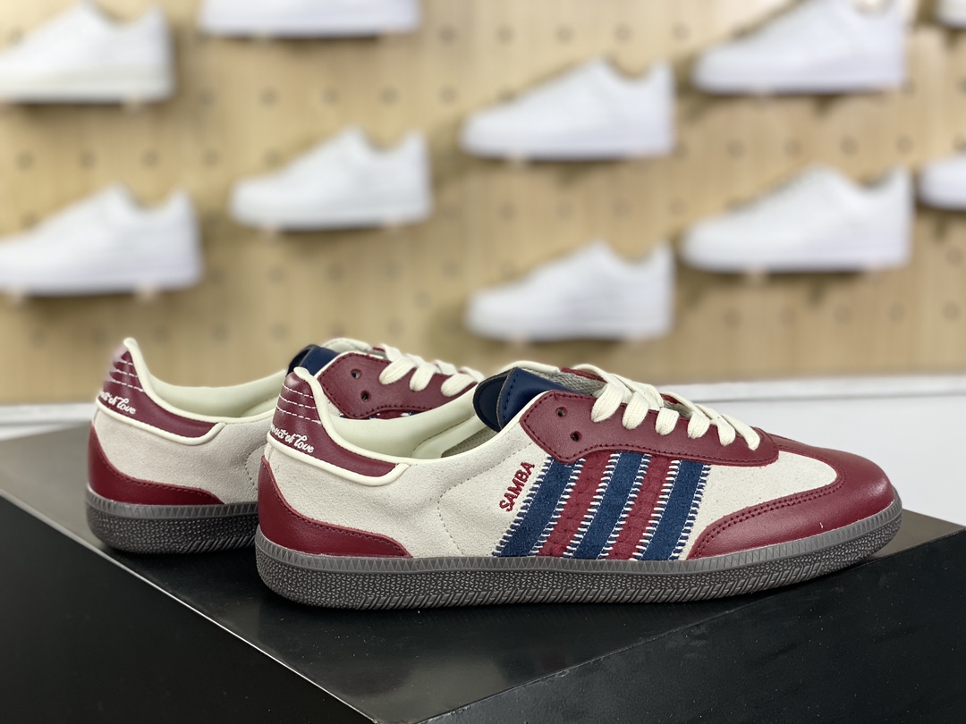 180 Notitle x Adidas Originals Samba OG"Maroon Red"桑巴舞板鞋“联名酒红米白海军蓝”ID6023