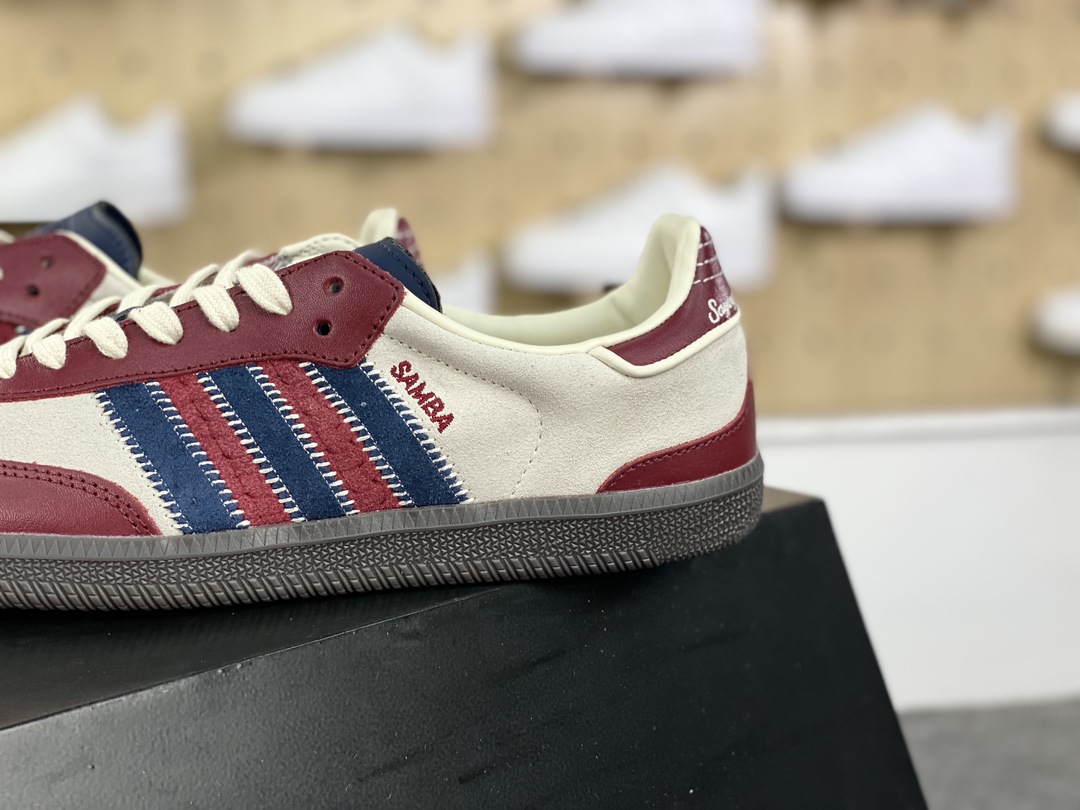 180 Notitle x Adidas Originals Samba OG"Maroon Red"桑巴舞板鞋“联名酒红米白海军蓝”ID6023