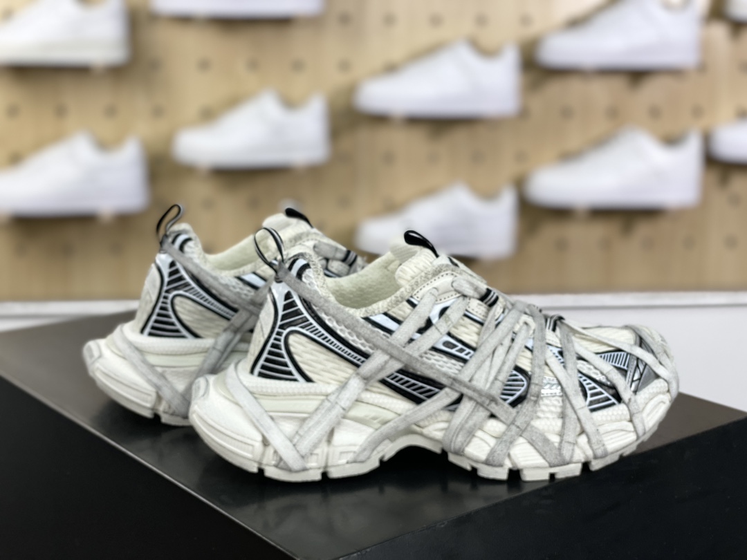 500 巴黎世家BALENCIAGA 3XL Extreme Lace Sneakers 3+捆绑升级版慢跑鞋“米白灰深棕木乃伊绑绳”778697 W3XLL 0310